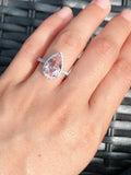 Pear Morganite Diamond Halo Ring