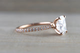 14k Gold Elongated Old Mine Cut Moissanite Diamond Ring Engagement M3096