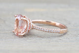 14k Rose Gold Oval Double Hidden Halo 3d Pave Diamonds