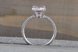 9x7mm Morganite Oval on Diamond Solitaire Engagement Ring