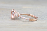 14k Rose Gold Oval Double Hidden Halo 3d Pave Diamonds