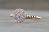 Large Gold Diamond Pave Disk Ball Bead Signet Ring FR01012