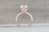 14k Rose Gold Oval Double Hidden Halo 3d Pave Diamonds