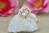 Rope Twist Halo Morganite Diamond Round