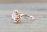 Penelope Round Morganite 3D Halo Ring M3087
