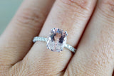 9x7mm Morganite Oval on Diamond Solitaire Engagement Ring