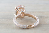 14k Gold Encrusted Under Halo Micro Pave 3 Face Oval Morganite Ring 12x10 ASPER1430030