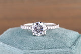 Engagement Ring 7mm round gold underhalo hidden diamond setting Moissanite Lab Grown