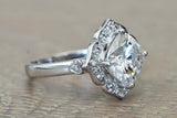 Lab Grown Diamond Cushion Cut Moissanite 9x9mm Art Deco Vintage Halo Diamond Ring M3091