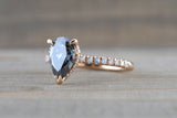 Ondrea 8x6mm Pear Moissanite Hidden Under Open Gallery Halo Diamond Engagement Ring M3094