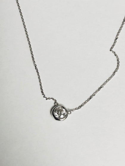 14K White Gold Diamond Bezel Necklace Customize