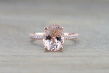 14k Rose Gold Oval Double Hidden Halo 3d Pave Diamonds