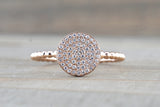 Large Gold Diamond Pave Disk Ball Bead Signet Ring FR01012