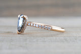 Ondrea 8x6mm Pear Moissanite Hidden Under Open Gallery Halo Diamond Engagement Ring M3094