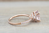 Double Row Hidden Under Halo Round Morganite Diamond Ring