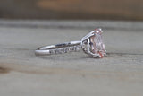 9x7mm Morganite Oval on Diamond Solitaire Engagement Ring
