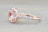 Rope Twist Halo Morganite Diamond Round