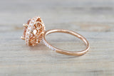 Penelope Round Morganite 3D Halo Ring M3087