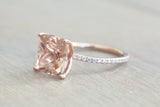 Tulip Cushion Morganite and Diamond Ring