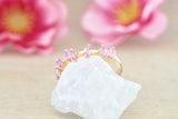 18k Rose Gold Pink Sapphire Baguette Cut Band Stackable Ring Wedding ASPBR010020