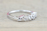 18k White Gold Staggered Diamond Baguette Ring Band ASPBR010025
