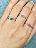 Colored Gemstone Elongated Single Stone Gold Ring